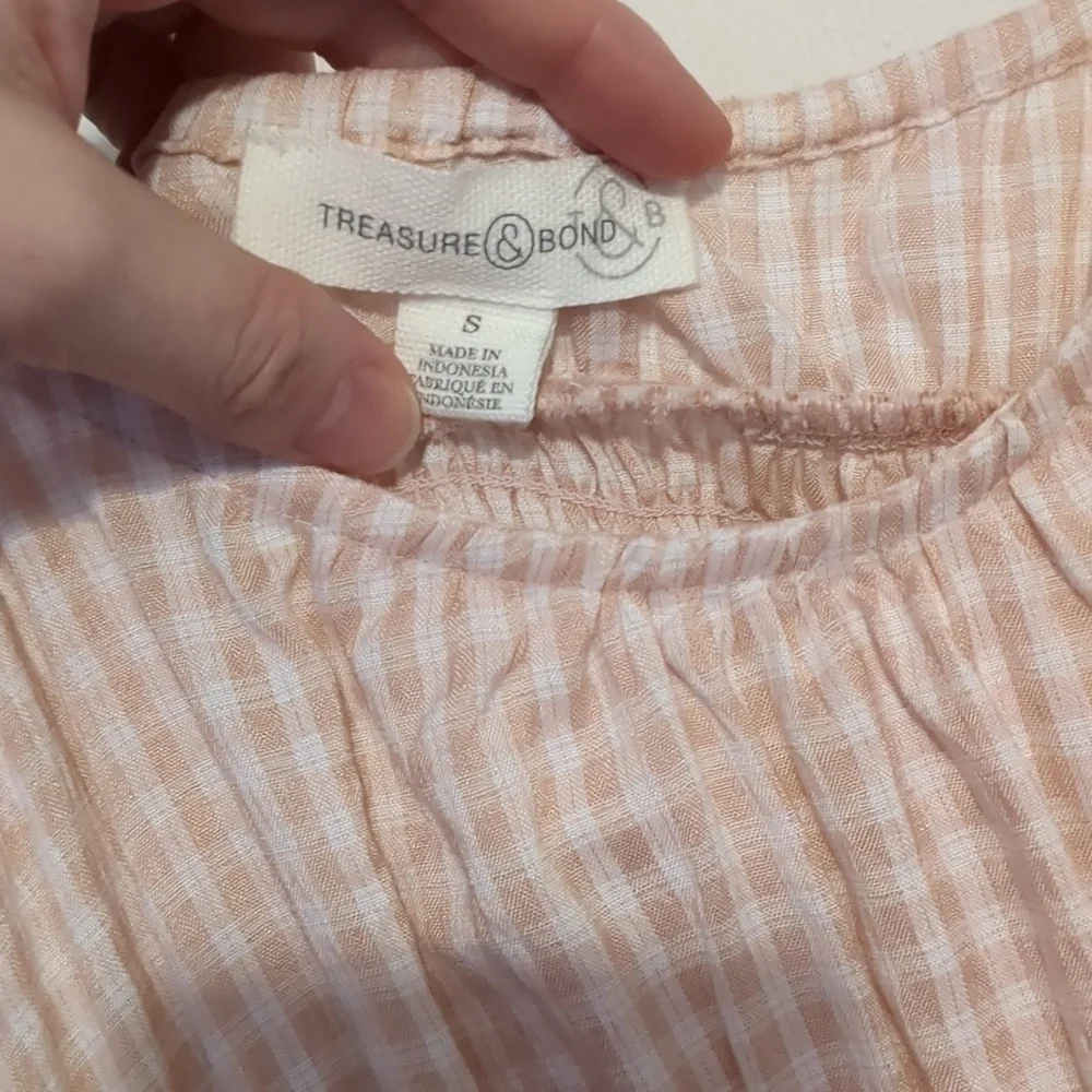 Peach Light Gingham Sundress Empire Waist Pockets Spaghetti Straps Small - Picture 5 of 5